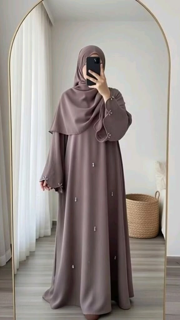 Soft Mocha Pearl Abaya